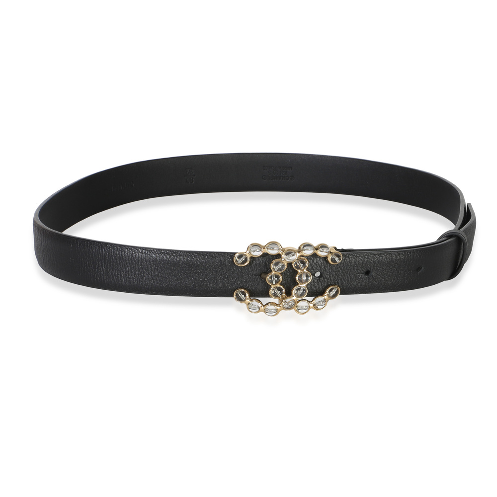 Chanel Black Calfskin Crystal CC Belt 80/32